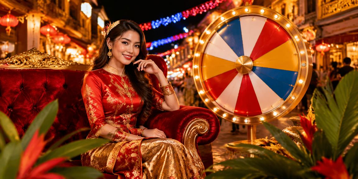 Meja roulette gaya Melayu di Melaka dengan roda berputar